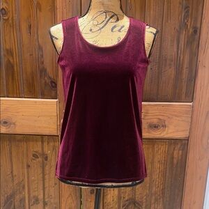 Coldwater creek  burgundy velvet sleeveless top size XS